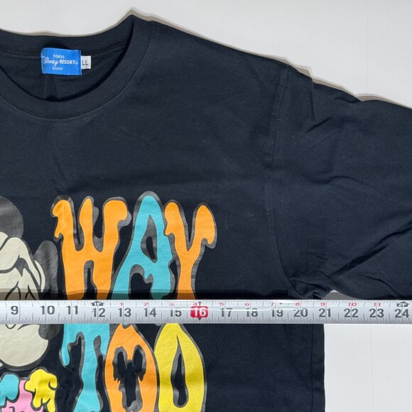 Tokyo Disney Resort Way Too Hot Melting Mickey Mouse Black T-Shirt Graphic Tee - Picture 5 of 7